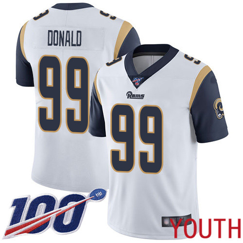 Los Angeles Rams Limited White Youth Aaron Donald Road Jersey NFL Football 99 100th Season Vapor Untouchable
